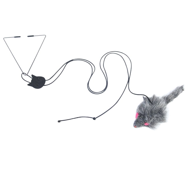 SLYNSHome Jouet pour Chat Corde Souris Fournitures de Jeu, Jouet Souris Attrape-Chat Suspendu Rétractable, Souris Rebondissante Amusante Suspendue à la Porte Jouet Interactif pour Chat Rétractable