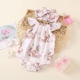 thumbnail image 3 of Kaprioy My First Easter Baby Girl Outfit Girls Clothes Bunny Print Romper Set Infant Girls Bodysuit Easter Bow Knot Headbands Outfits Newborn Cute Suit, 3 of 7