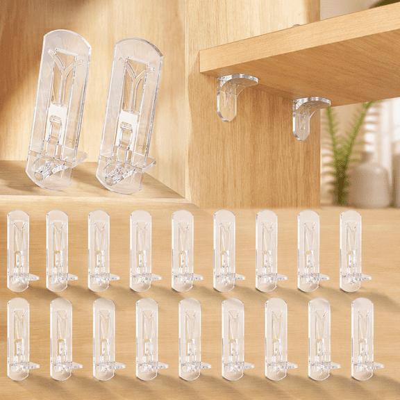 20 Pcs 6.9mm Locking Shelf Support Pegs, Clear Plastic Self-Locking Cabinet Shelf Pins for 3/4 Inch Shelves