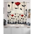 thumbnail image 2 of Vintage Floral Kitchen Curtains Sets 36 Inch Length with Valance, Spring Farmhouse Abstract Red Flowers Swag Valances and Tiers Curtain Set Drapes Swag Curtains for Living Room, Bathroom, Bedroom, 2 of 6