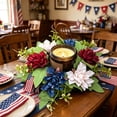 thumbnail image 6 of 4th of July Red Blue White Artificial Flower Candle Ring, Patriotic Wreath Candle Holder, Farmhouse Table Centerpiece for 250th Anniversary, 6 of 6