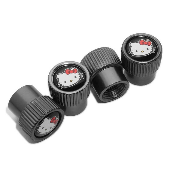 4x Universal Fit Hello Kitty Car Wheels Tire Air Valve Caps Stem Dust Cover Grey