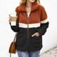 thumbnail image 1 of Pntutb Mujer Otoño Invierno Solapa Colorblock Manga Larga Botón Felpa Chaqueta tops Rollbacks Pntutb Pntutb-3935, 1 of 9
