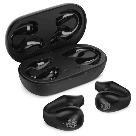 UrbanX QC3 True Wireless Earbuds Bluetooth Headphones Touch Control with Charging Case Stereo Earphones in-Ear Built-in Mic Headset Premium Deep Bass for ZTE Blade 11 Prime - Black