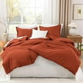 thumbnail image 3 of Boho Comforter Full Size Set Burnt Orange, 3 Pieces Fall Solid Terracotta Lightweight Bedding Comforter Set, Rust Fluffy Winter Quilted Blanket Set (79x90In Comforter & 2 Pillowcases), 3 of 7