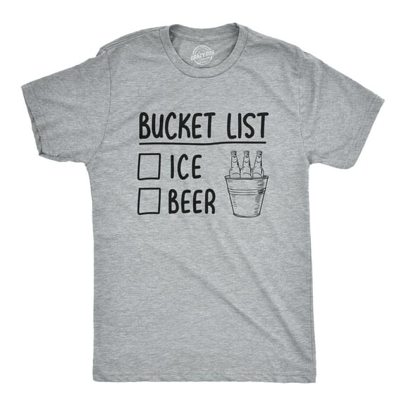 Mens Bucket List Ice Beer T shirt Funny Drinking Lover Novelty Cool Graphic Tee Graphic Tees