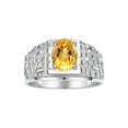 thumbnail image 1 of RYLOS Men's Rings Sterling Silver Designer Nugget Ring Oval 9X7MM Gemstone & Diamonds  Citrine November Birthstone Rings For Man Size 12, 1 of 7