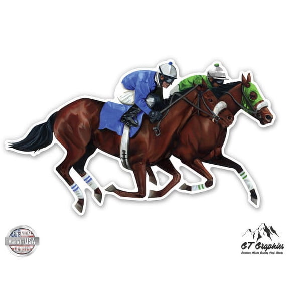 Jockey Horse Racing - 3" Vinyl Sticker - For Car Laptop I-Pad Phone Helmet Hard Hat - Waterproof Decal