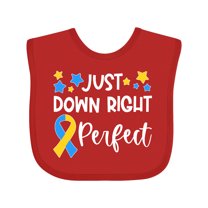 Inktastic Just Down Right Perfect Down Syndrome Awareness Ribbon Boys or Girls Baby Bib