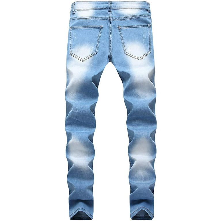 Biker jeans with zippers and rips sale