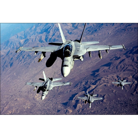 24"x36" Gallery Poster, FA-18 Super hornets over the mountains of Afghanistan