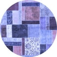 thumbnail image 1 of Ahgly Company Indoor Round Patchwork Blue Transitional Area Rugs, 5' Round, 1 of 4