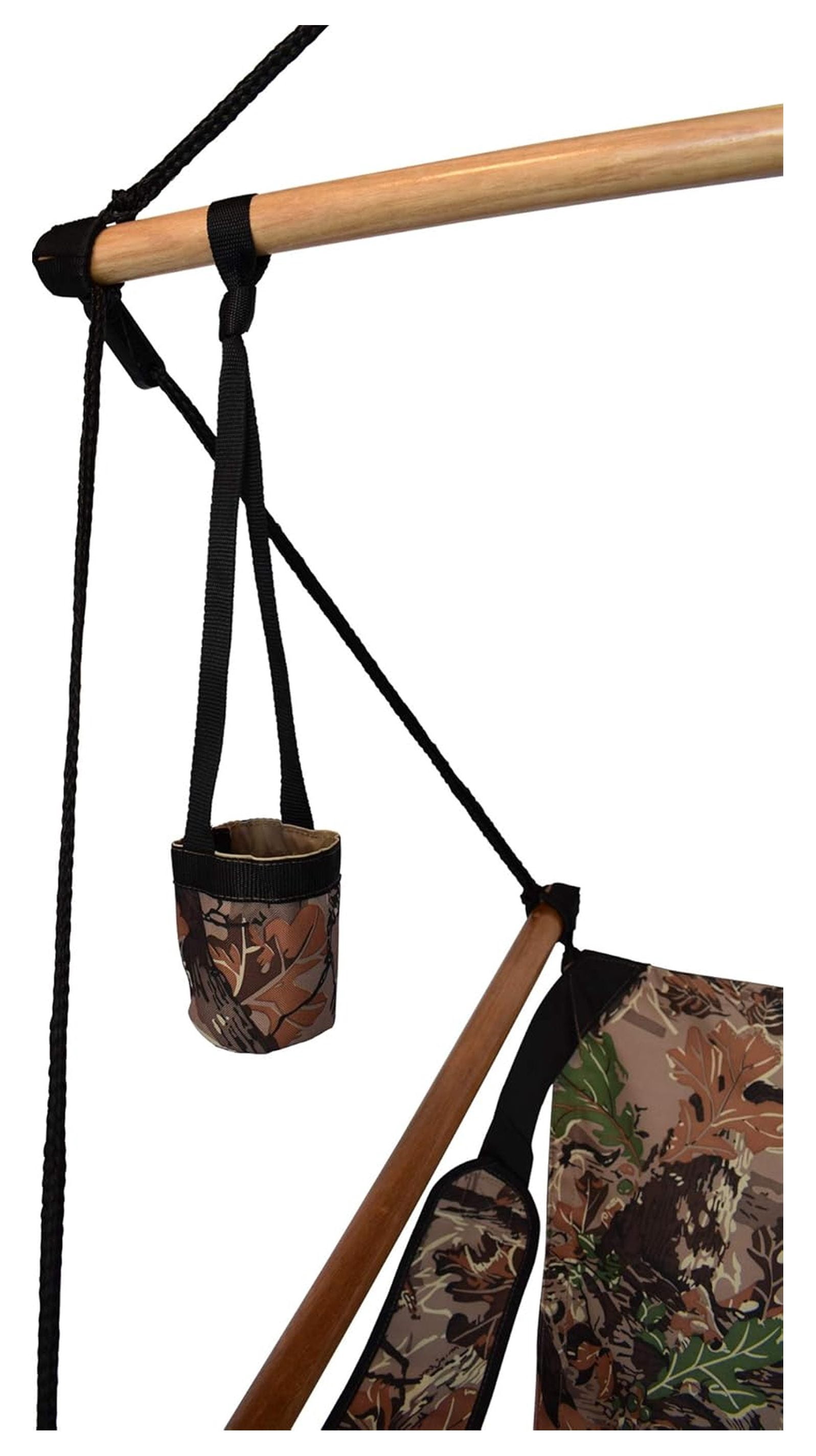 Hammock Chair with Footrest & Cup Holder - Portable Hanging Air Chair - Camo - 350 lb Capacity - Outdoor Indoor Swing Chair for Adults & Teens