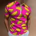 thumbnail image 2 of Tacos Rosados Men Zipper T-shirt Summer Casual Short Sleeve T-shirt Top, 2 of 7