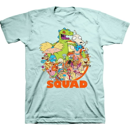 Mens Nickelodeon 90s Throwback Shirt - Retro Nick Group tee - Classic Nick Graphic T-Shirt (Celadon, Small)