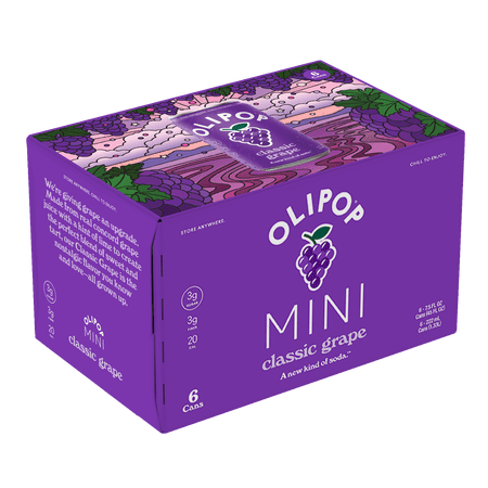 Olipop Minis Prebiotic Soda Pop, Classic Grape, High Fiber, 7.5 fl oz 6 Pack
