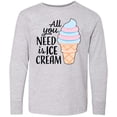 thumbnail image 3 of Inktastic All You Need is Ice Cream with Ice Cream Cone Long Sleeve Youth T-Shirt, 3 of 5