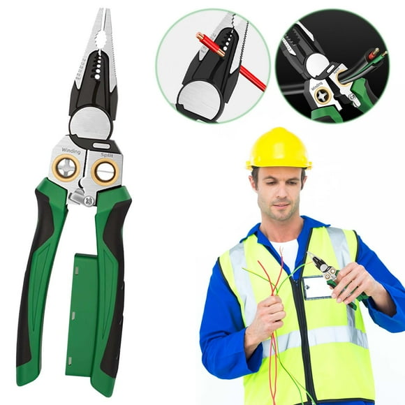 Jiaeri Outil Professionnel de Dénudage de Fil avec Testeur de Tension, Pinces Électriques Multifonctions pour Couper, Sertir et Tirer, Trousse d'Outils de Réparation pour Électricien