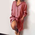 thumbnail image 2 of LYXSSBYX Long Sleeve Dresses Hot Sale Clearance Women's Solid Loose Double Pocket Long Sleeve Solid Cotton and Linen Cardigan Dress, 2 of 8