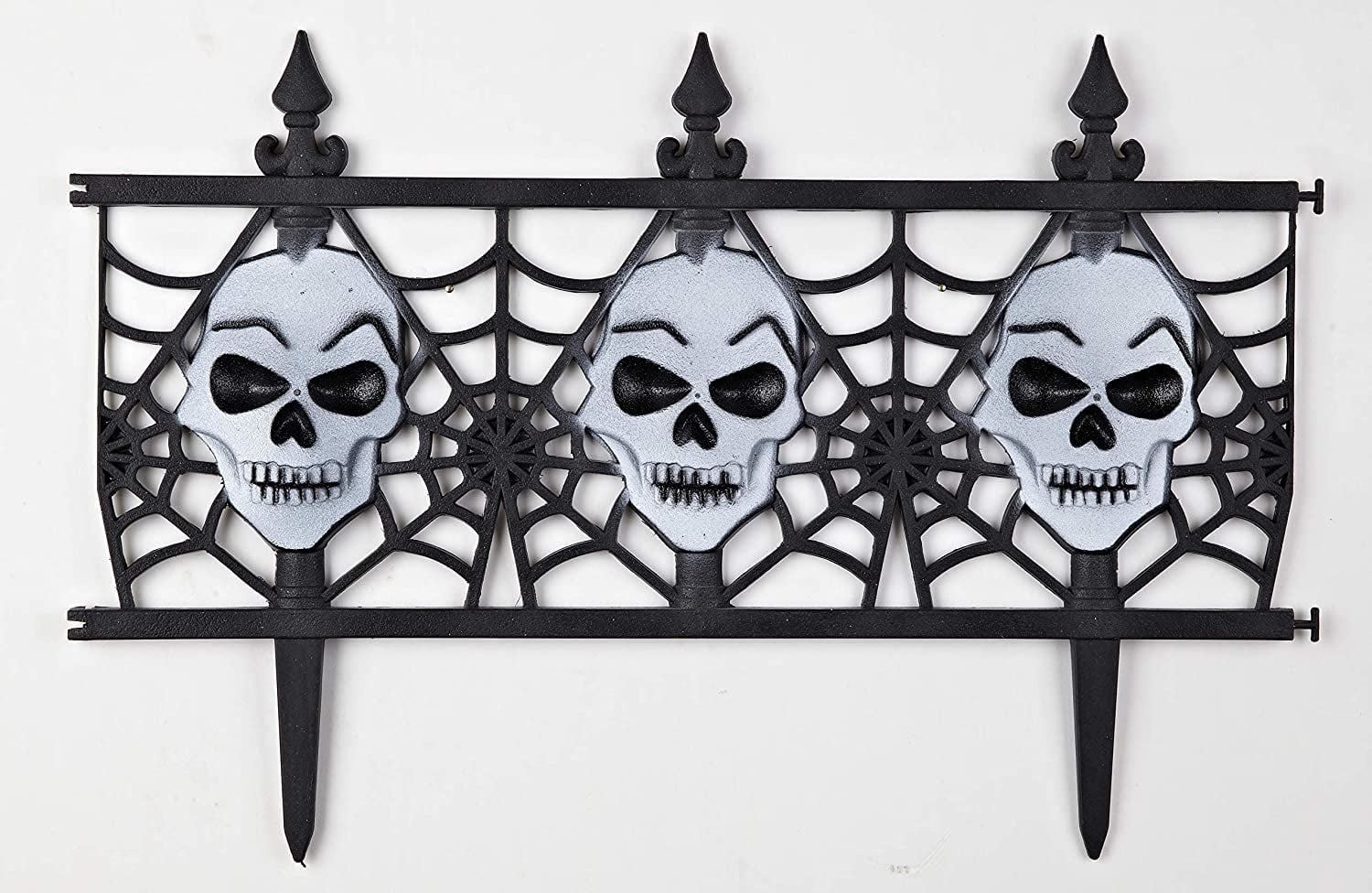 Jumbl Halloween Skull Fence Decorations Set of 8 Gothic Plastic