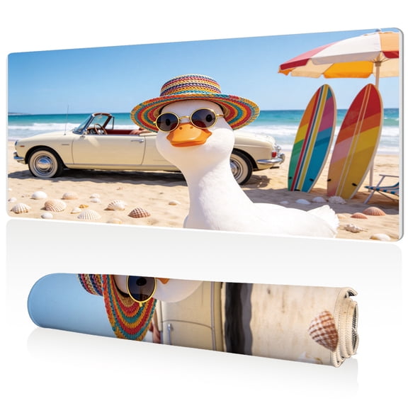 LIVEKEY Beach Mouse Pad 80x40cm Full Desk Non Slip Durable Easy Clean Stitched Edges Gaming Office