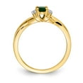 thumbnail image 2 of 14K Yellow Gold Ring Band Gemstone Emerald Oval Green Diamond Round, Size 5, 2 of 3