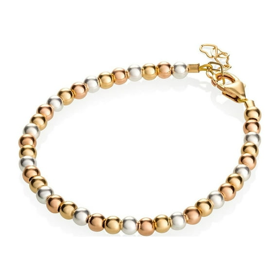 Delicate tri-color little girl bracelet with silver, yellow and rose gold beads | luxury child bracelet gift | Baby Girls Bracelet (B1905)
