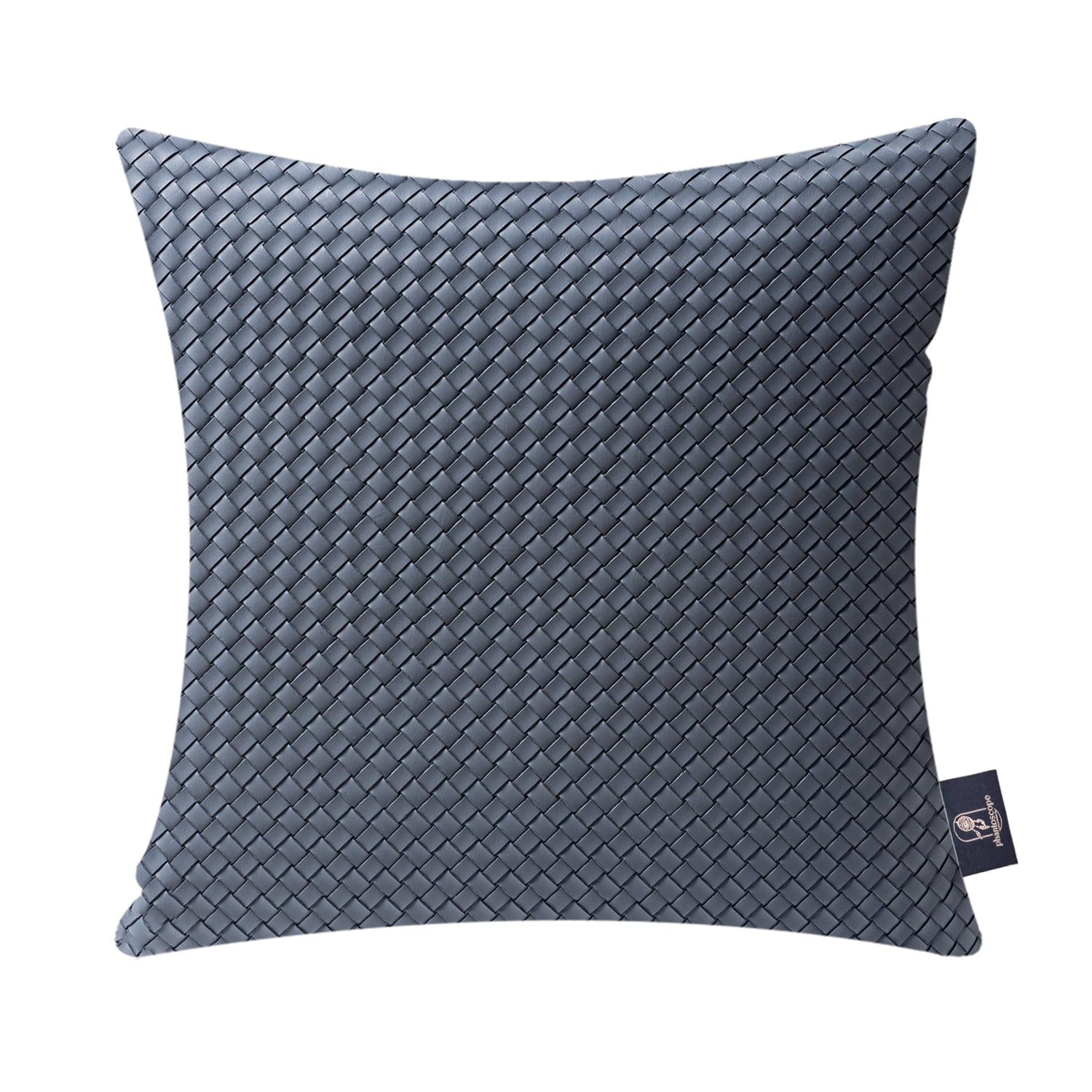 Phantoscope Decorative Throw Pillow Set, Soft Silky Velvet & Modern Faux Leather Woven Series Cushion Bundle, for Sofa Couch Bedroom, Dark Green & Dark Gray, 18" x 18"