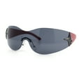 thumbnail image 4 of Rimless Wrap Around Bling Sparkling Star Hinge Thick Temple Sunglasses Red - Black, 4 of 8