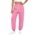 thumbnail image 4 of Mifsaly Joggers Pants for Women High Waisted Jogger Sweatpants Drawstring Elastic Waist Casual Daily Bottoms with Pockets Pink,XXL, 4 of 7