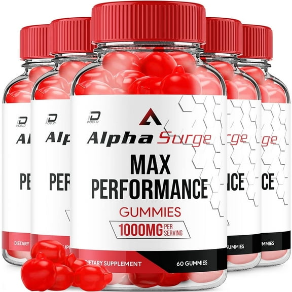 Alpha Surge Gummies for Men – AlphaSurge ACV Gummies Apple Cider Vinegar 1000MG,Vitamin B12, 5 Pack, 300 Gummies