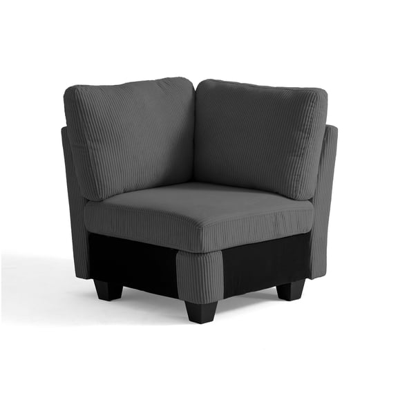 CHIC HOUSE Middle Module for Modular Sectional Sofa Corduroy Sofa Corner Module for Modular Sleeper Couch,Gray