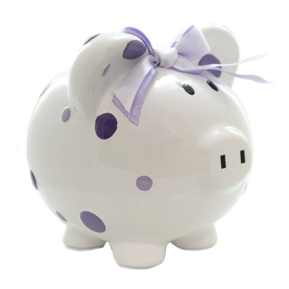 Bank Purple Multi Dot Bank Ceramic Piggy Money Saving 3606Pp