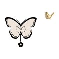 thumbnail image 1 of Reloj de pared moderno con diseño de mariposa y flor, de resina acrílica decorativa, con forma de pájaro, estatua de animal, textura suave y brillante, 1 of 8