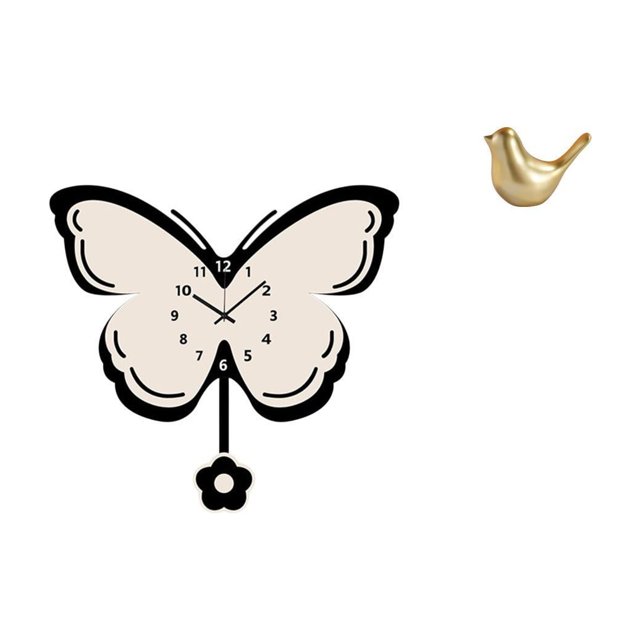 Reloj de pared moderno con diseño de mariposa y flor, de resina acrílica decorativa, con forma de pájaro, estatua de animal, textura suave y brillante