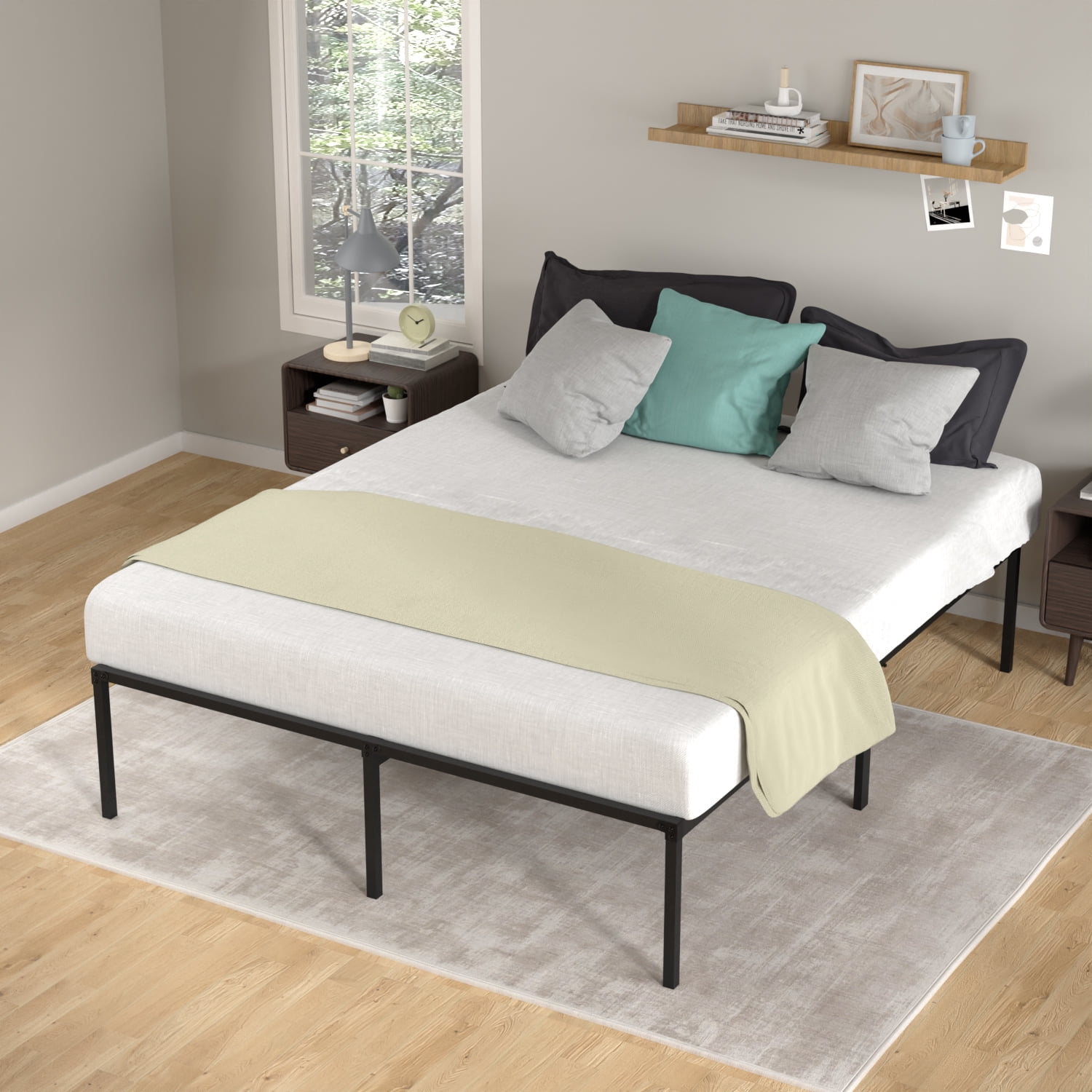 CL.HPAHKL Full Size Bed Frame No Box Spring Needed，Heavy Duty Metal Platform Bed Frame Full Size, 18 Inch High Bedframe with Ample Storage, Easy Assembly Mattress Frame, Noise Free
