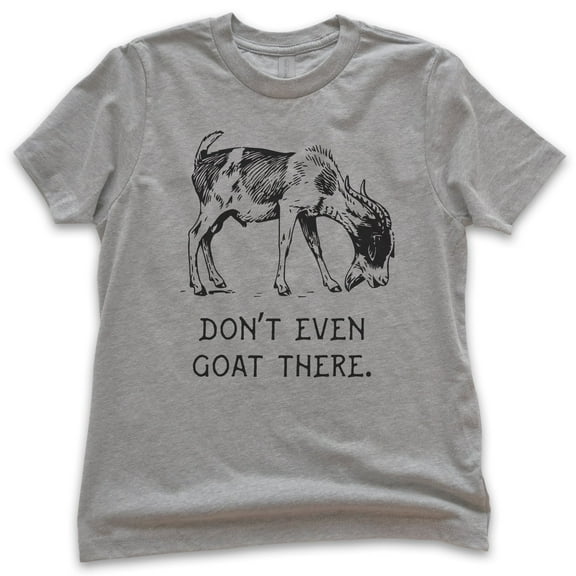 Kids Don't Even Goat There Shirt, Youth Kids Boy Girl T-Shirt, Goat Shirt, Farm Shirt, Pun Shirt, Farmer Tee, Dark Heather Gray, Medium