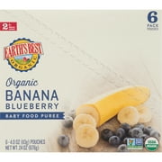 Earth's Best Organic Stage 2 Baby Food, Banana Blueberry, 4 oz Pouches (6 Pack)