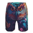 thumbnail image 4 of Yiaed Colorful Feather Owl Print Men's Swim Trunks with Lining Quick Dry Sports Shorts Beach Shorts Boardshorts-3X-Large, 4 of 5