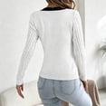 thumbnail image 7 of QIYAGBSA Womens V Neck Sweater Cable Knit Contrast Bow Detail Long Sleeve Pullover Casual Fall Winter Top (White M), 7 of 7