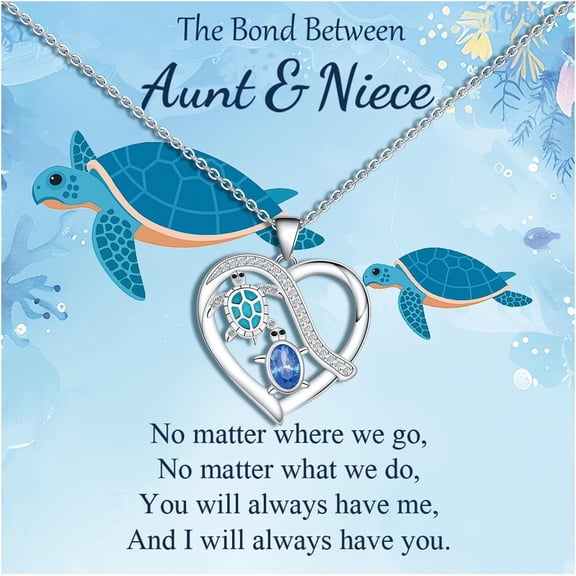 Mother Daughter Necklace/Grandma Granddaughter Necklace, Birthday Gifts for Aunt Niece Auntie Turtle Pendant Necklaces Jewelry Gifts for Women