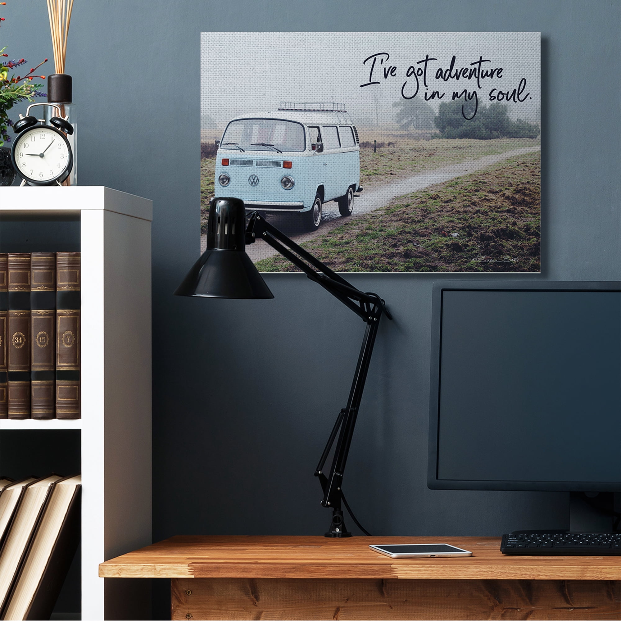 Stupell Industries Adventure In My Soul Phrase Retro Bus Road,30 x 40,Designed by Susan Ball