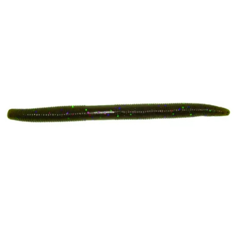 Gary Yamamoto Custom Baits 5 Senko Ruber Worm, Green Pumpkin Purple Flake