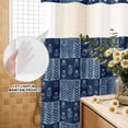 thumbnail image 3 of No Hook Shower Curtain, Vintage Floral Shower Curtains for Bathroom with See Through Top Window, Abstract Flowers Patchwork Country Navy Blue Waterproof & Washable Bath Curtain Stand Up Stall 36"x72", 3 of 9