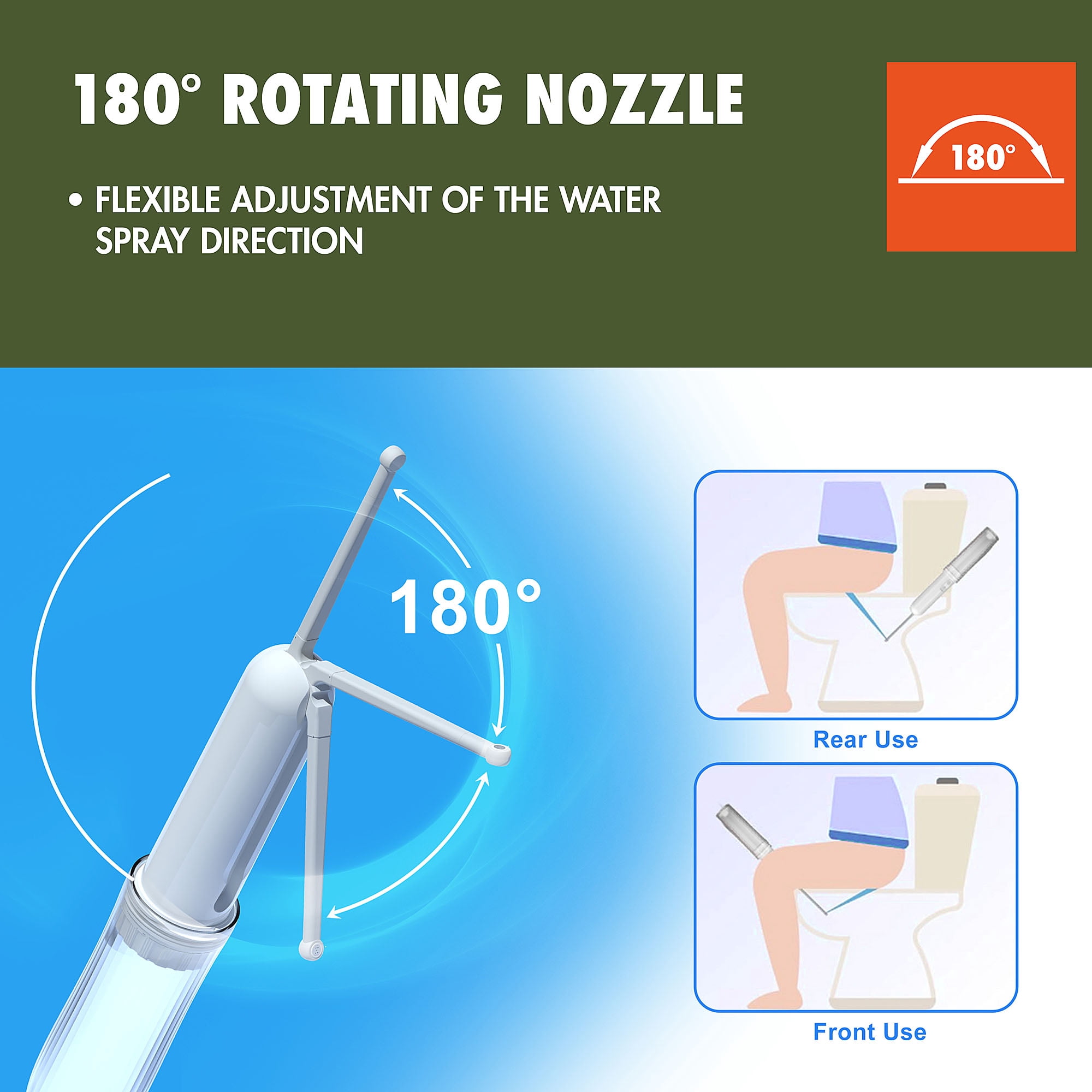 Ozark Trail Handheld Personal Bidet, Waterproof, 4.9 fl.oz Reservoir, White