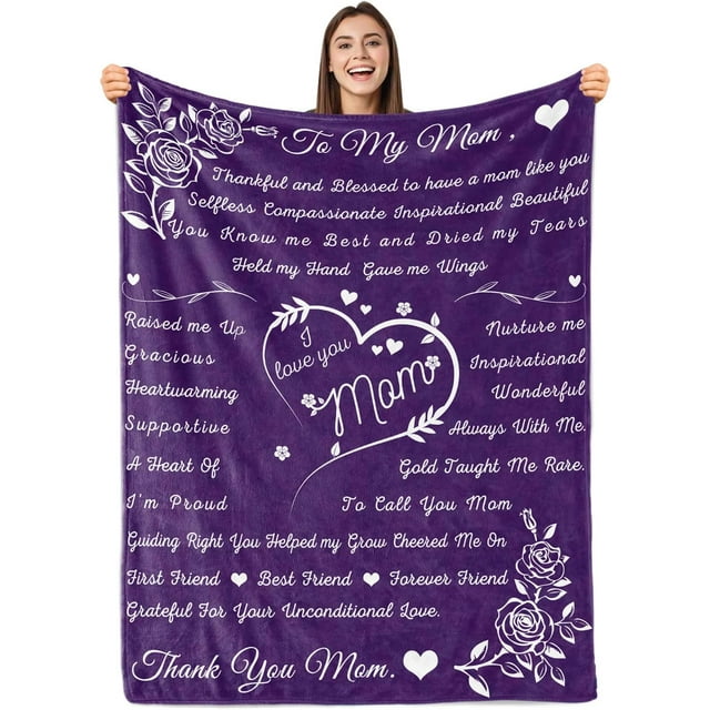 LHSHID Mom Blanket Blanket for Mom Gifts Mom Blankets from Daughter Birthday for Mom from Son I Love You Mom Hug Presents for Moms Mother Soft Flannel Throw Blanket 30"x40"