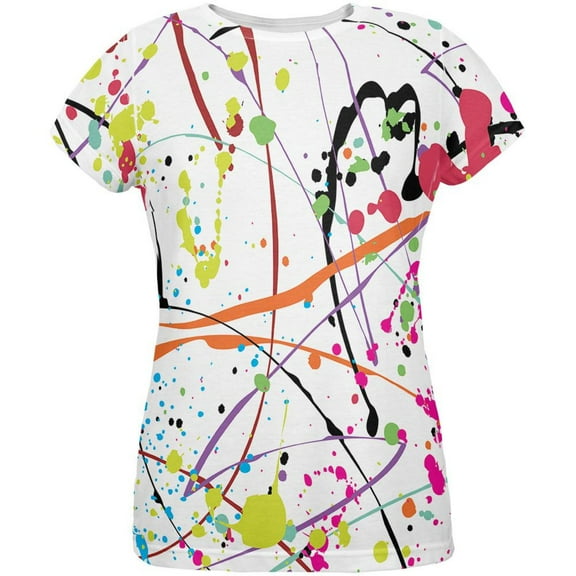 Splatter Paint White All Over Womens T-Shirt - 2X-Large