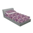 thumbnail image 2 of Ambesonne Floral Fitted Sheet & Pillow Sham Set, Flowers and Mandala Art, Twin, Mauve Green, 2 of 2