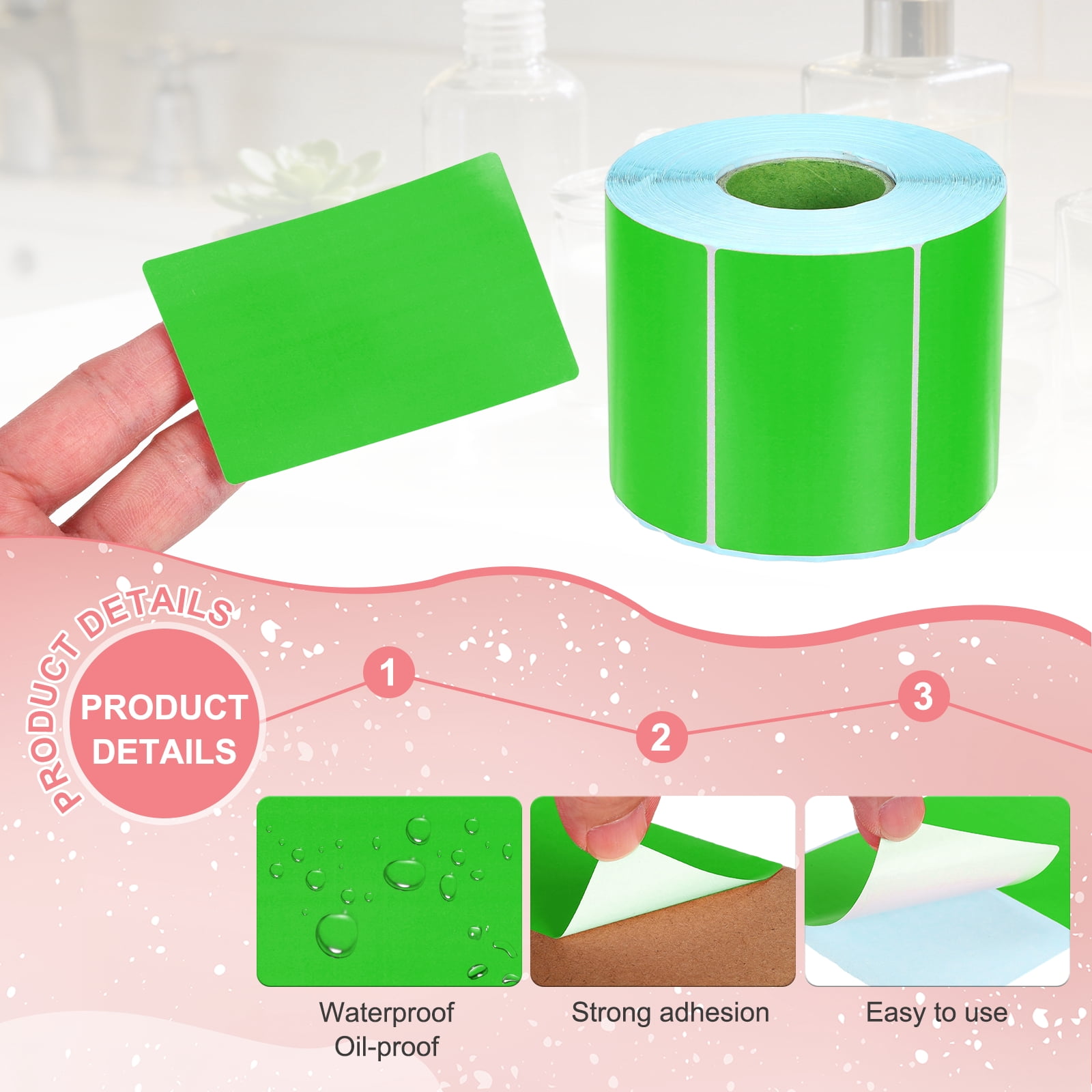Uxcell Thermal Labels, (2 x 3 Inch, Green) (1000 Pcs), Color Direct Thermal Printer Sticker Self-Adhesive Barcode Label Paper, Suit for - Shipping Address/Mailing Name