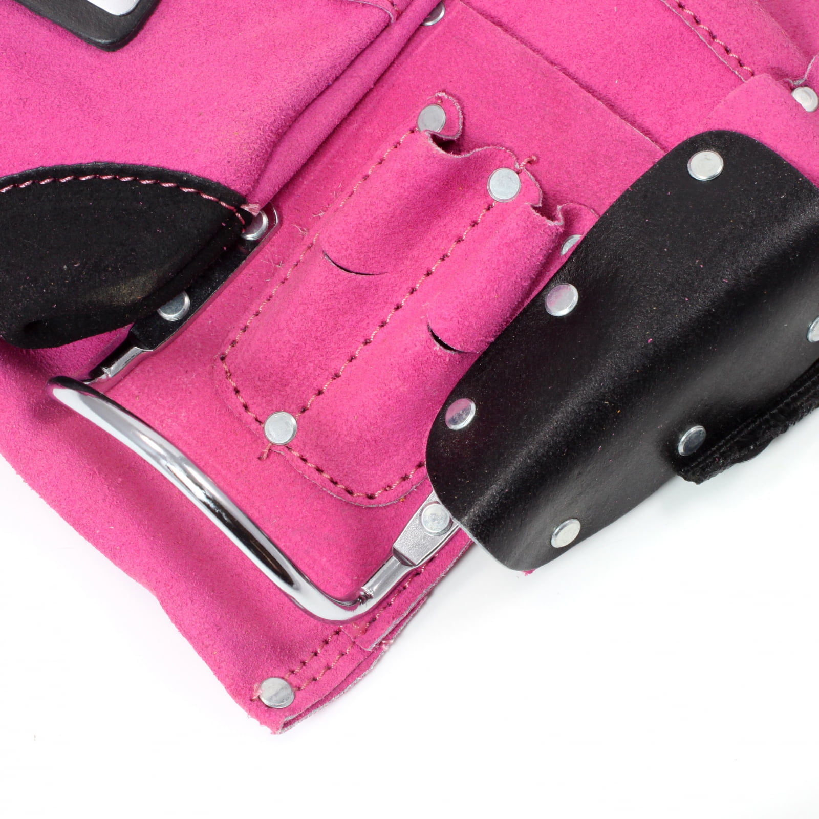 9 Pocket Tool Belt Pouch Heavy Duty Pink Suede Leather Fits Hammer And Nails 